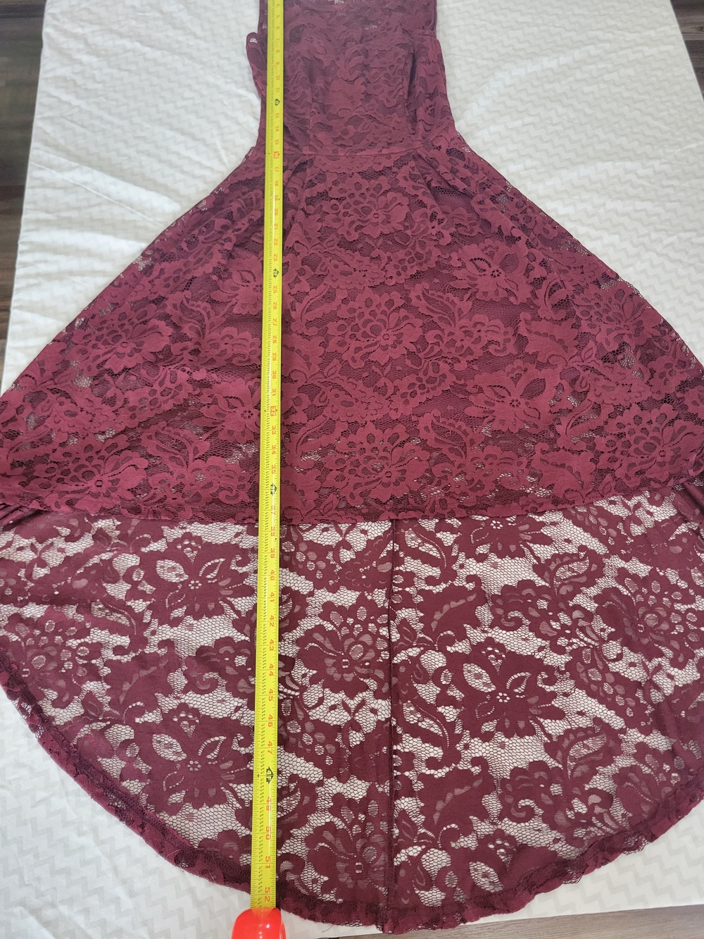 Sleeveless Burgundy Lace High-Low Dress Sz XS - Picture 3 of 11